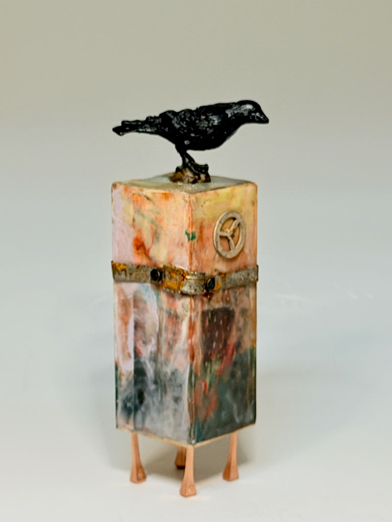"TIMEKEEPER" MIXED MEDIA WITH ENCAUSTIC SCULPTURE