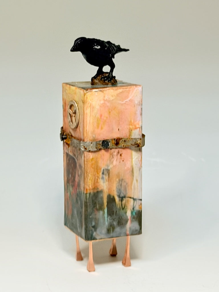 "TIMEKEEPER" MIXED MEDIA WITH ENCAUSTIC SCULPTURE