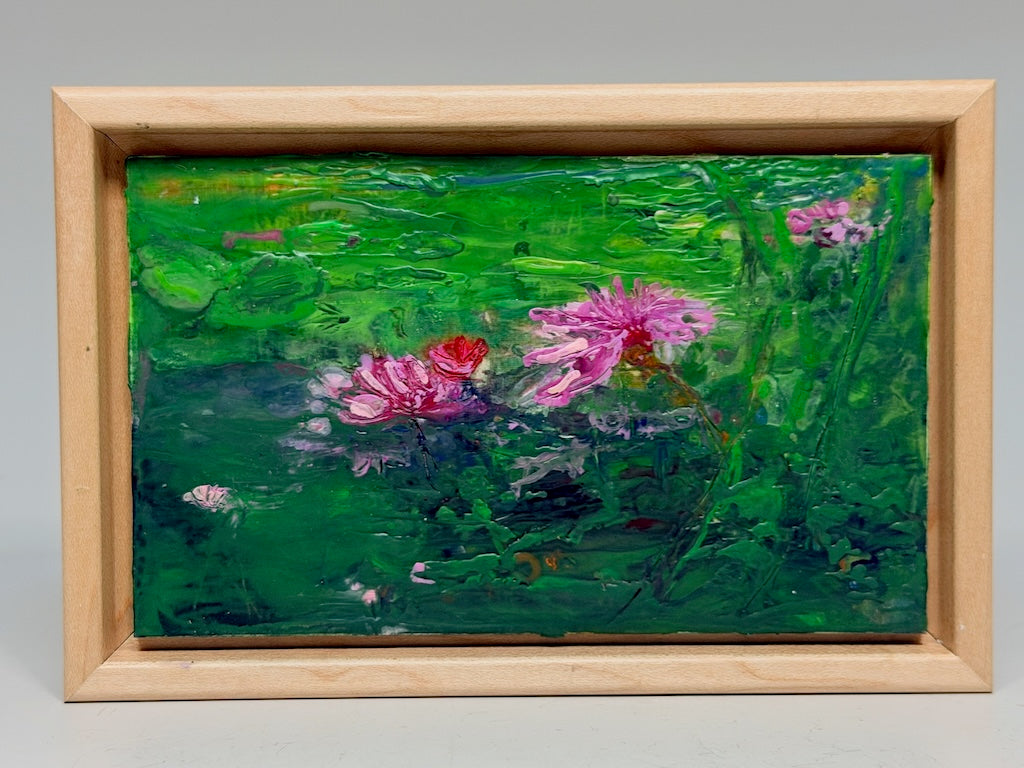"WATER LILIES" ORIGINAL ENCAUSTIC PAINTING/FRAMED