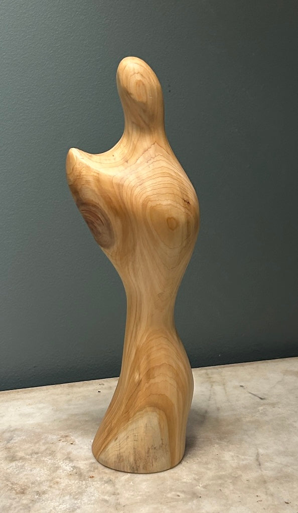 "GIVING" WHITE CEDAR WOOD SCULPTURE