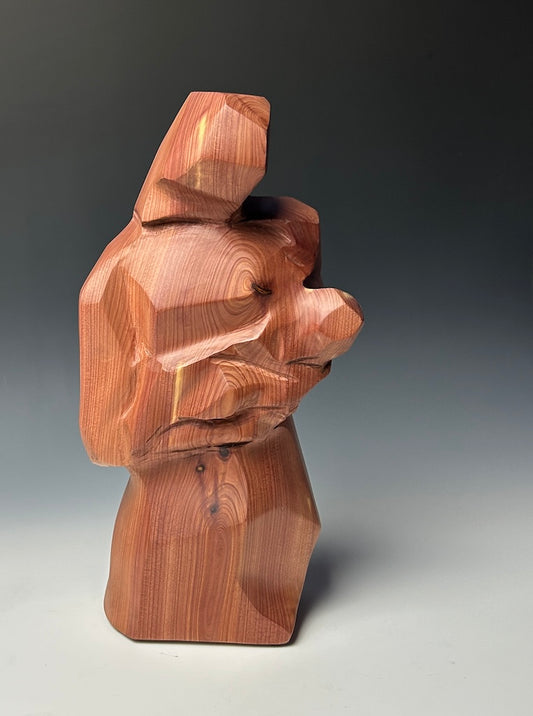 "GUARDIAN OF INNOCENCE" EASTERN RED CEDAR WOOD SCULPTURE