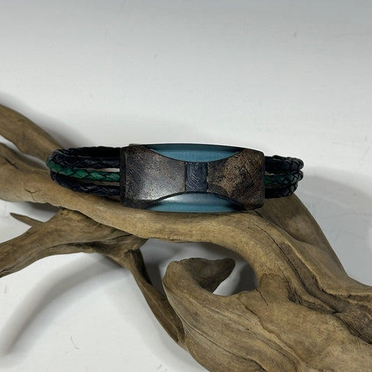 XLARGE ELIPSE MIXED MEDIA AND LEATHER BRACELET WITH MAGNETIC CLOSURE NL277