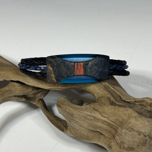 XLARGE ELIPSE MIXED MEDIA AND LEATHER BRACELET WITH MAGNETIC CLOSURE NL278