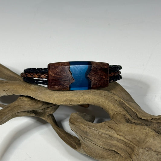 MEDIUM RIVER MIXED MEDIA AND WOOD BRACELET WITH MAGNETIC CLOSURE - NL279