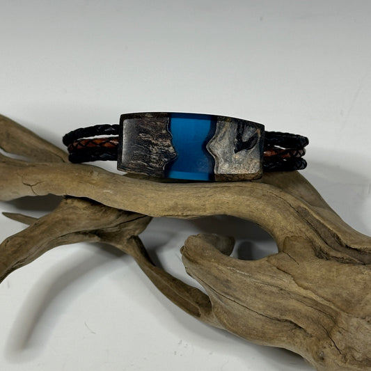 MEDIUM RIVER MIXED MEDIA AND WOOD BRACELET WITH MAGNETIC CLOSURE - NL282