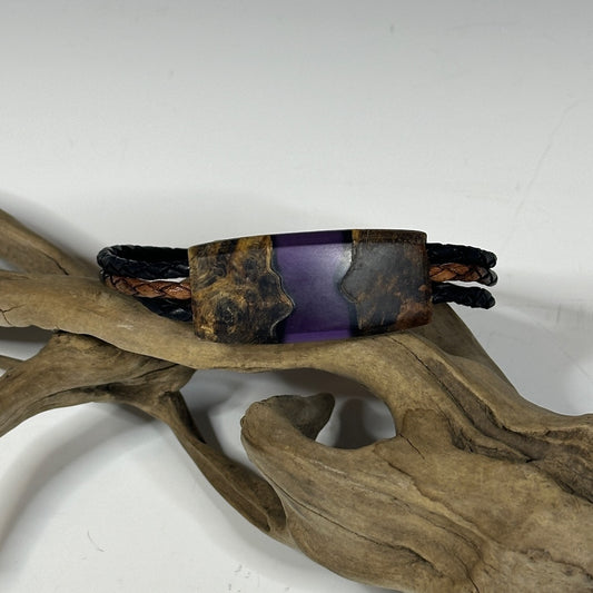 LARGE RIVER MIXED MEDIA AND WOOD BRACELET WITH MAGNETIC CLOSURE - NL283