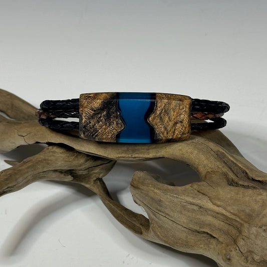 LARGE RIVER MIXED MEDIA AND WOOD BRACELET WITH MAGNETIC CLOSURE - NL284