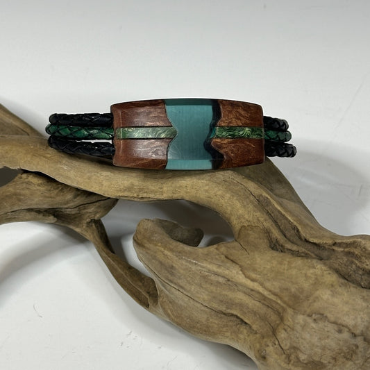 MEDIUM RIVER I MIXED MEDIA AND WOOD BRACELET WITH MAGNETIC CLOSURE - NL286
