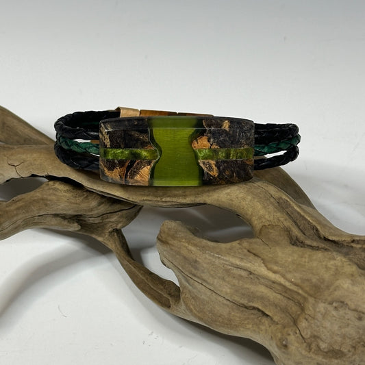 MEDIUM RIVER I MIXED MEDIA AND WOOD BRACELET WITH MAGNETIC CLOSURE - NL287