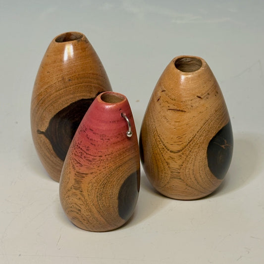 "THERE'S ALWAYS ONE" SET OF 3 LIGNUM VITAE WOOD SCULPTURE