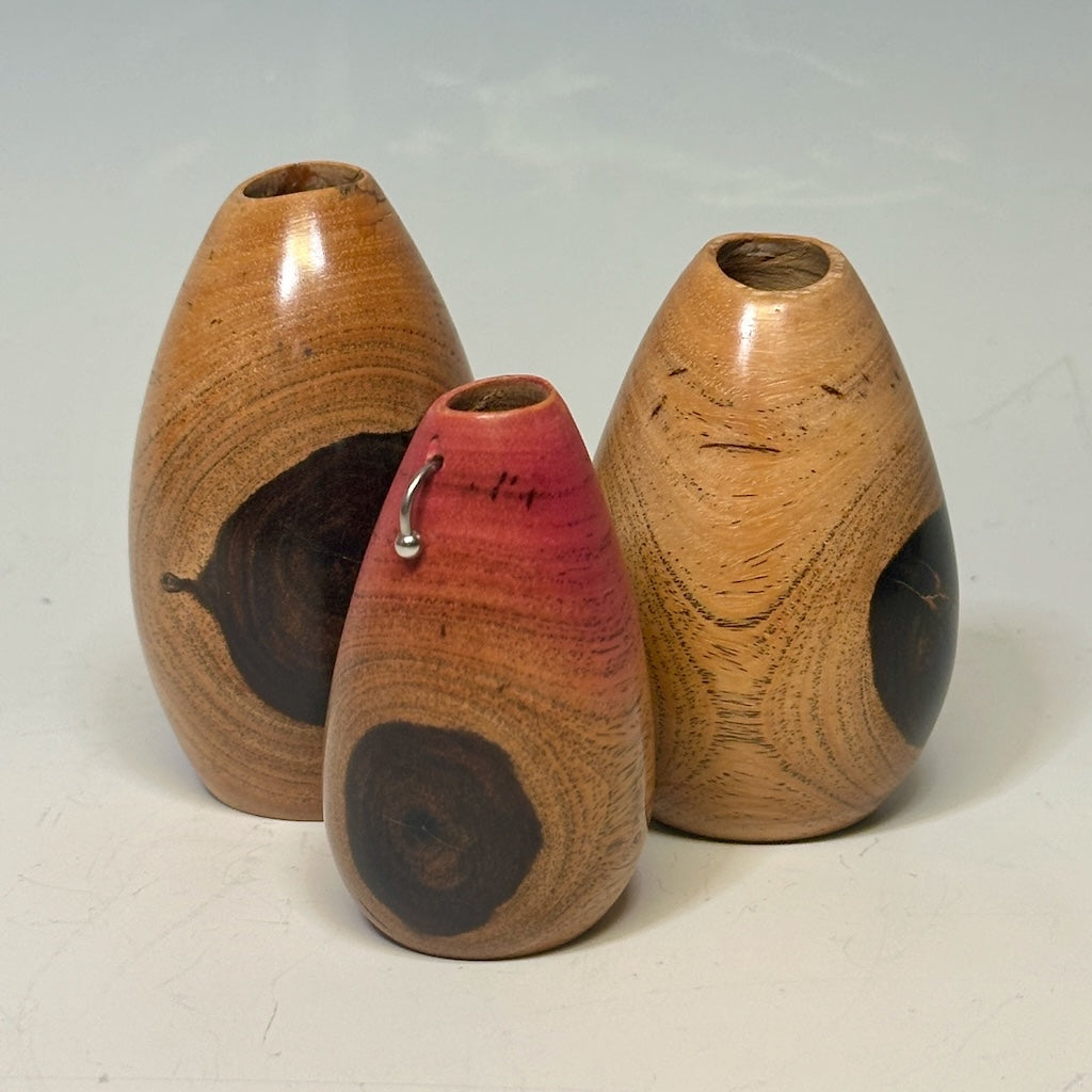 "THERE'S ALWAYS ONE" SET OF 3 LIGNUM VITAE WOOD SCULPTURE