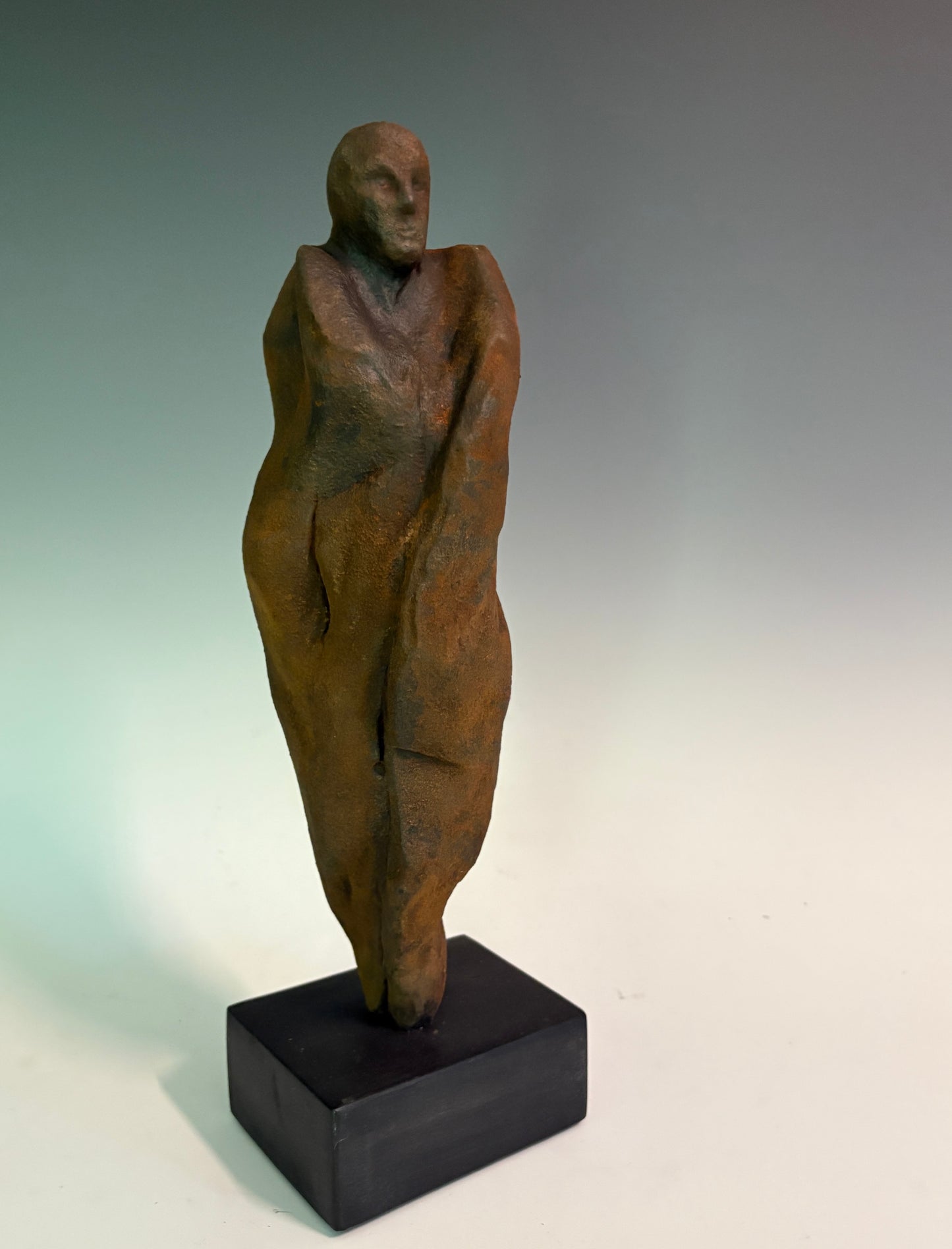 "HARBINGER" HAND CARVED DOGWOOD WITH OXIDIZED IRON COATING SCULPTURE