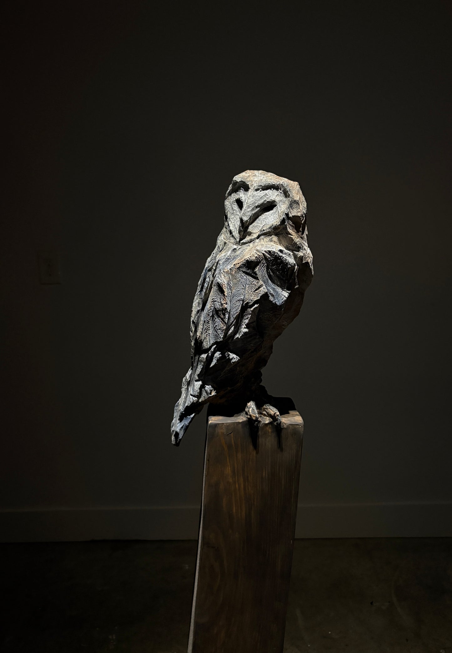 "HINDSIGHT" HAND CARVED WHITE PINE WITH CHALK PAINT SCULPTURE