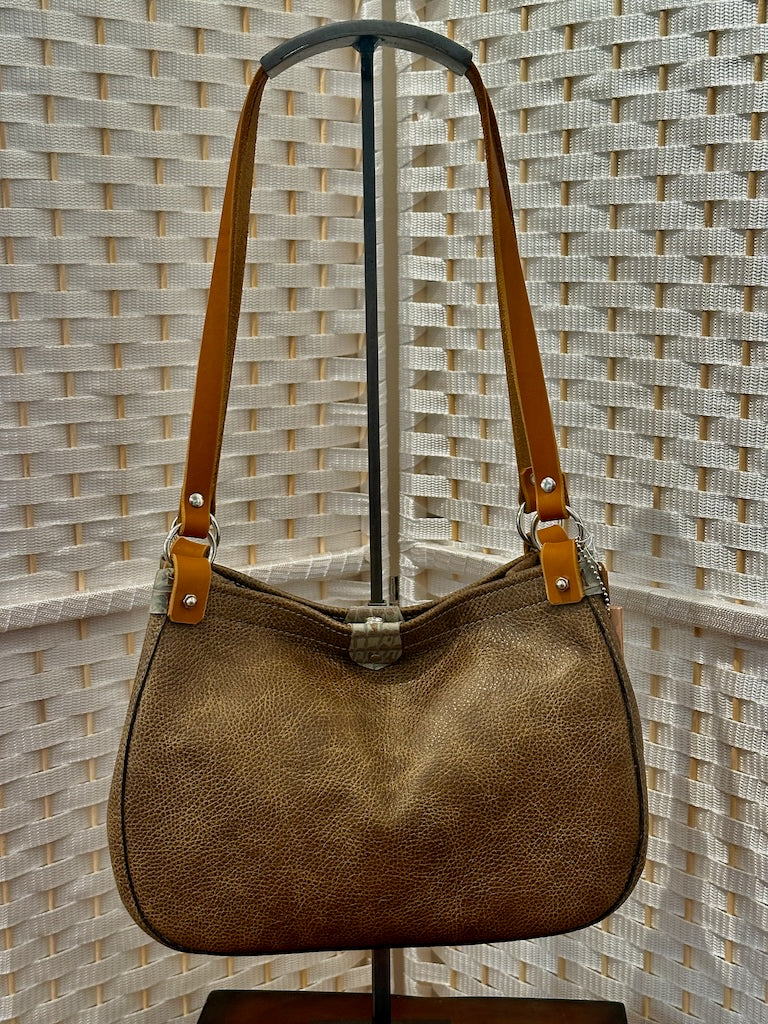 DISTRESSED TOBACCO LEATHER MEDIUM HOBO HANDBAG II253