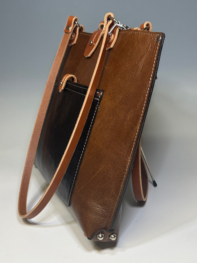 DISTRESSED BROWN AND BLACK TOTE II265