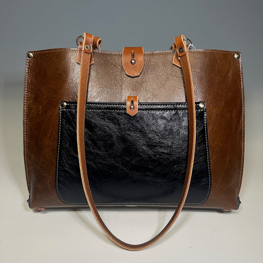 DISTRESSED BROWN AND BLACK TOTE II265