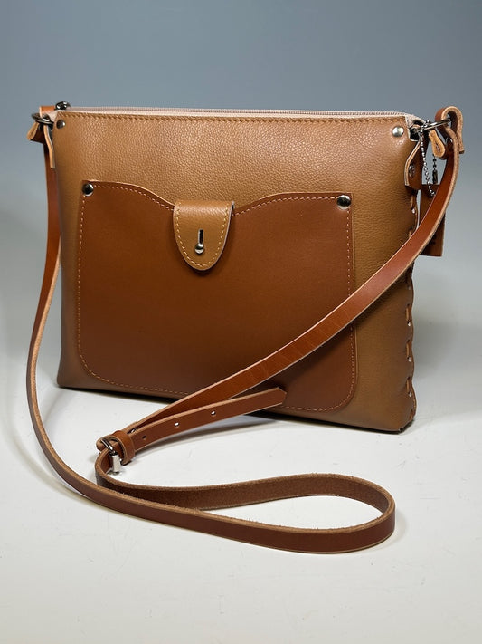 SMALL BROWN ZIPPER HANDBAG WITH EXTERNAL POCKET II302
