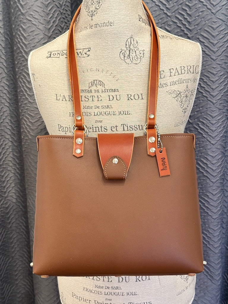MILK CHOCOLATE LEATHER OPEN TOTE II308.1