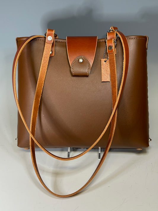 MILK CHOCOLATE LEATHER OPEN TOTE II308.1