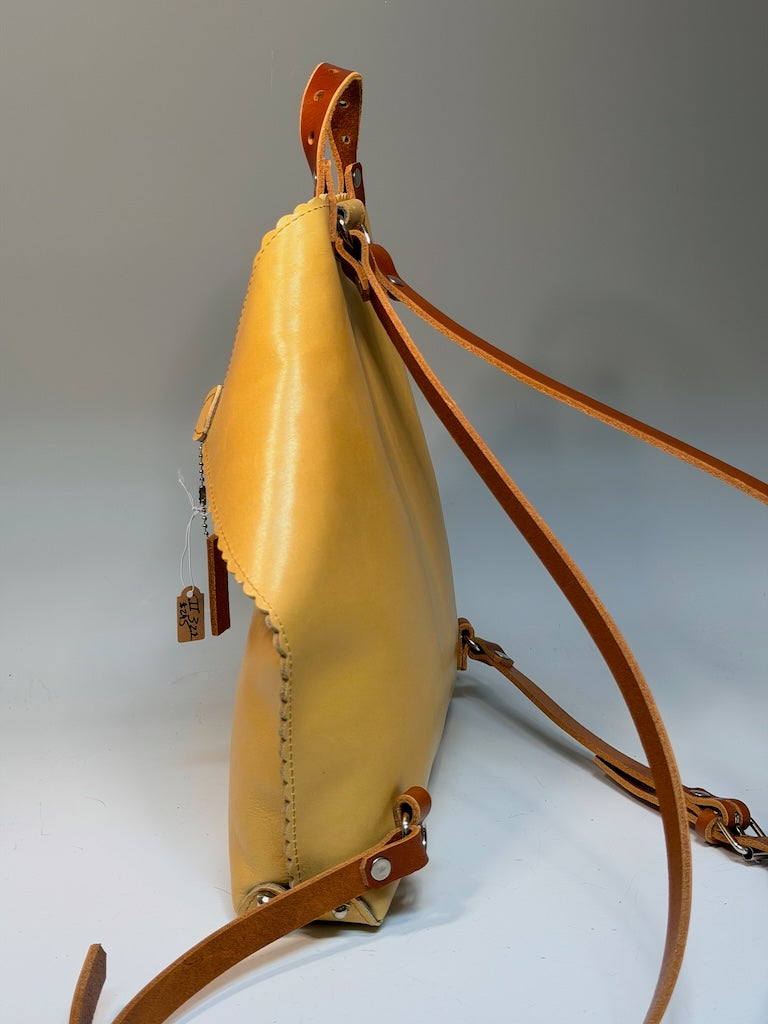 YELLOW LEATHER BACKPACK WITH SCALLOPED EDGES II322