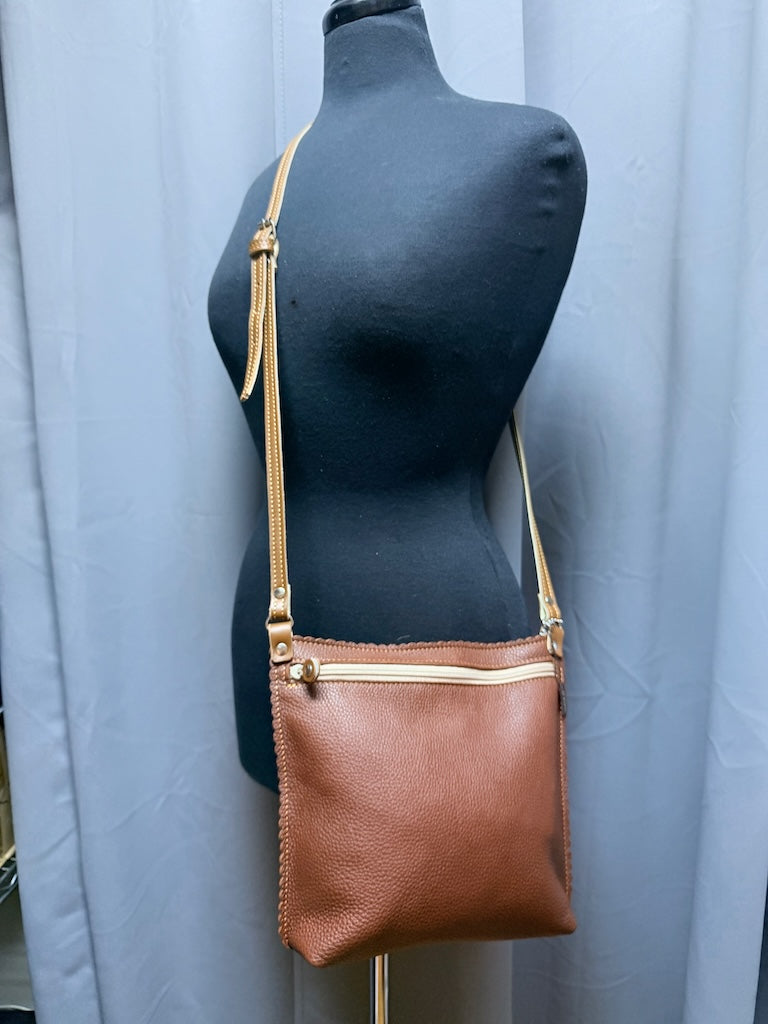 CHOCOLATE LEATHER ZIP TOP HOBO BAG - II350C
