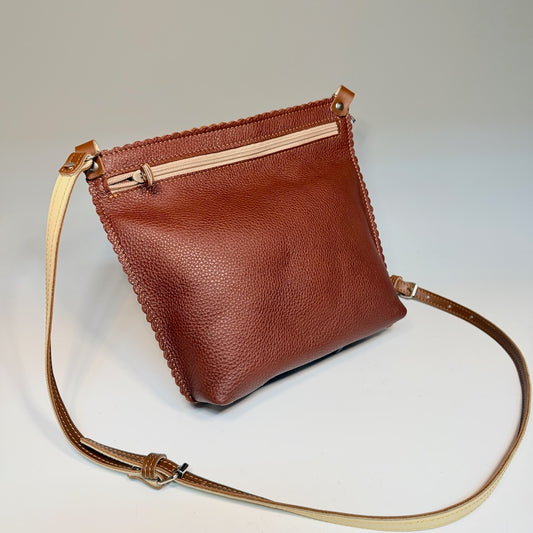 CHOCOLATE LEATHER ZIP TOP HOBO BAG - II350C