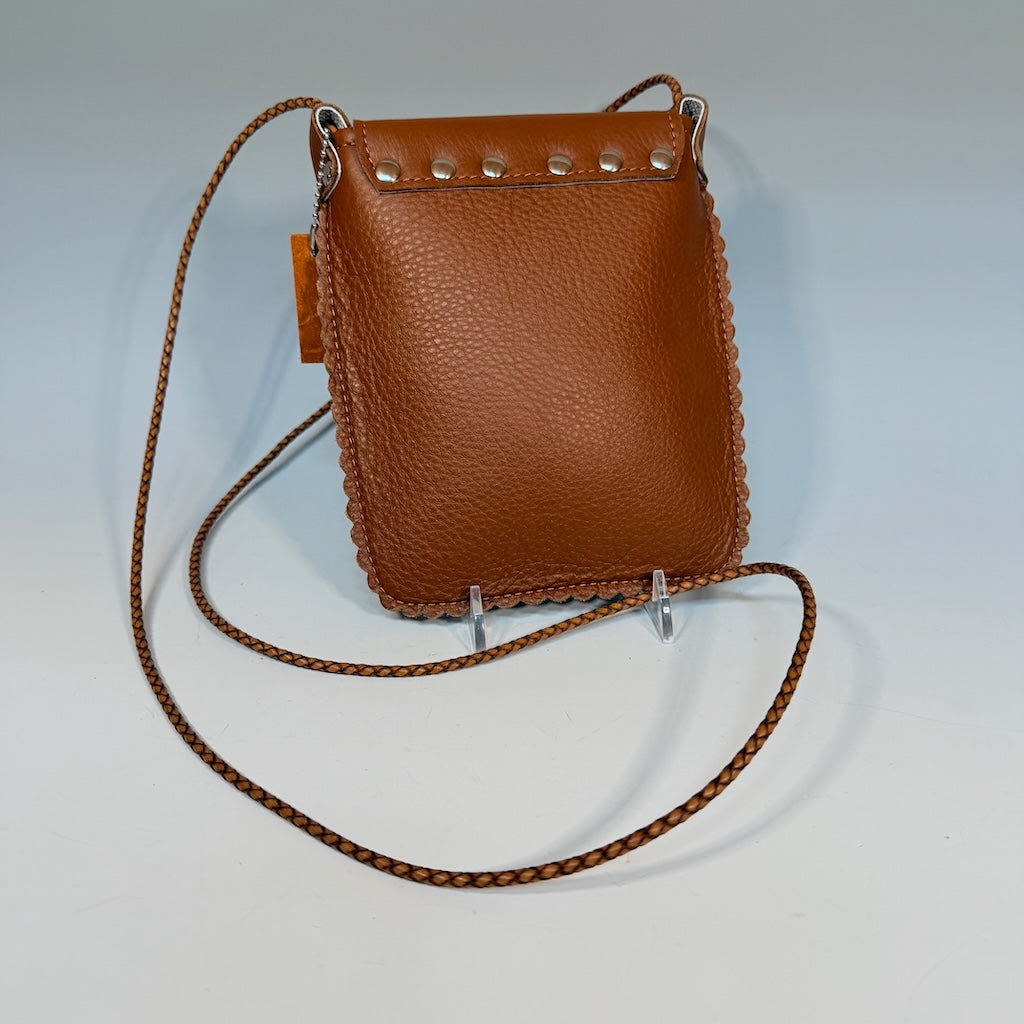 CARMEL LEATHER PHONE BAG WITH FLAP TOP - II353