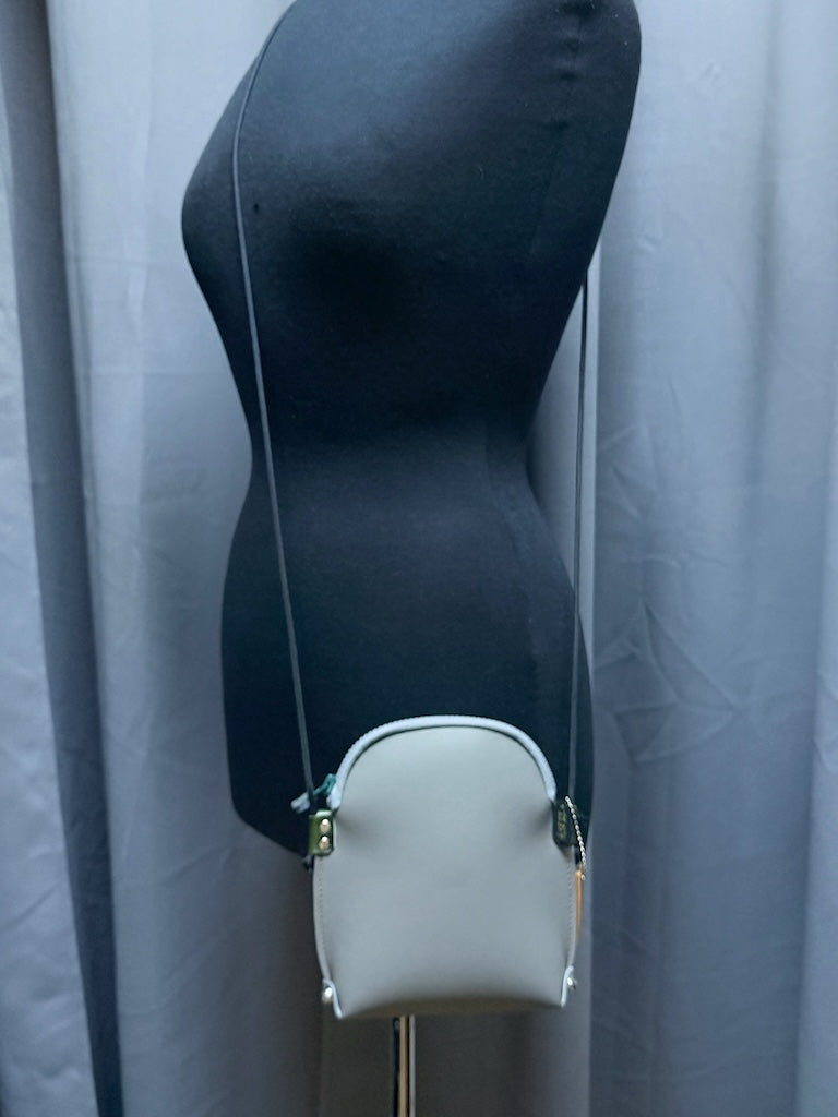 GREY LEATHER PHONE BAG WITH ZIPPER TOP CLOSURE - II354