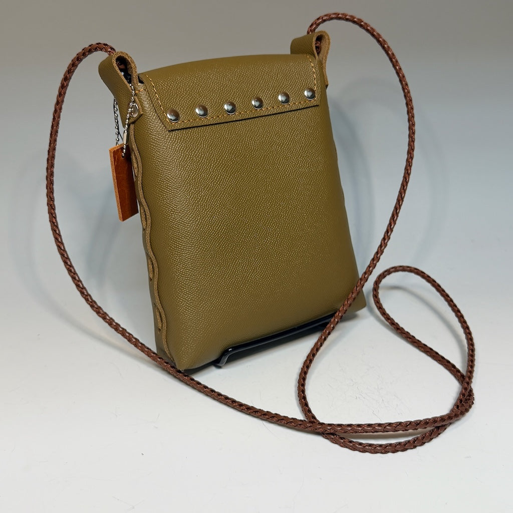 LODEN LEATHER PHONE BAG WITH FLAP CLOSURE - II356L1