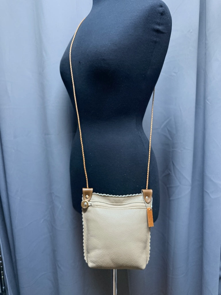 TAUPE LEATHER CELL PHONE POUCH WITH ZIP TOP - II358T