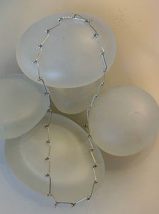 SIMPLE STERLING SILVER HANDMADE BALL LINK CHAIN NECKLACE  MS198