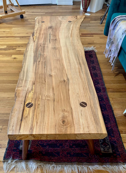 CURLY MAPLE AND WALNUT LIVE EDGE COFFEE TABLE