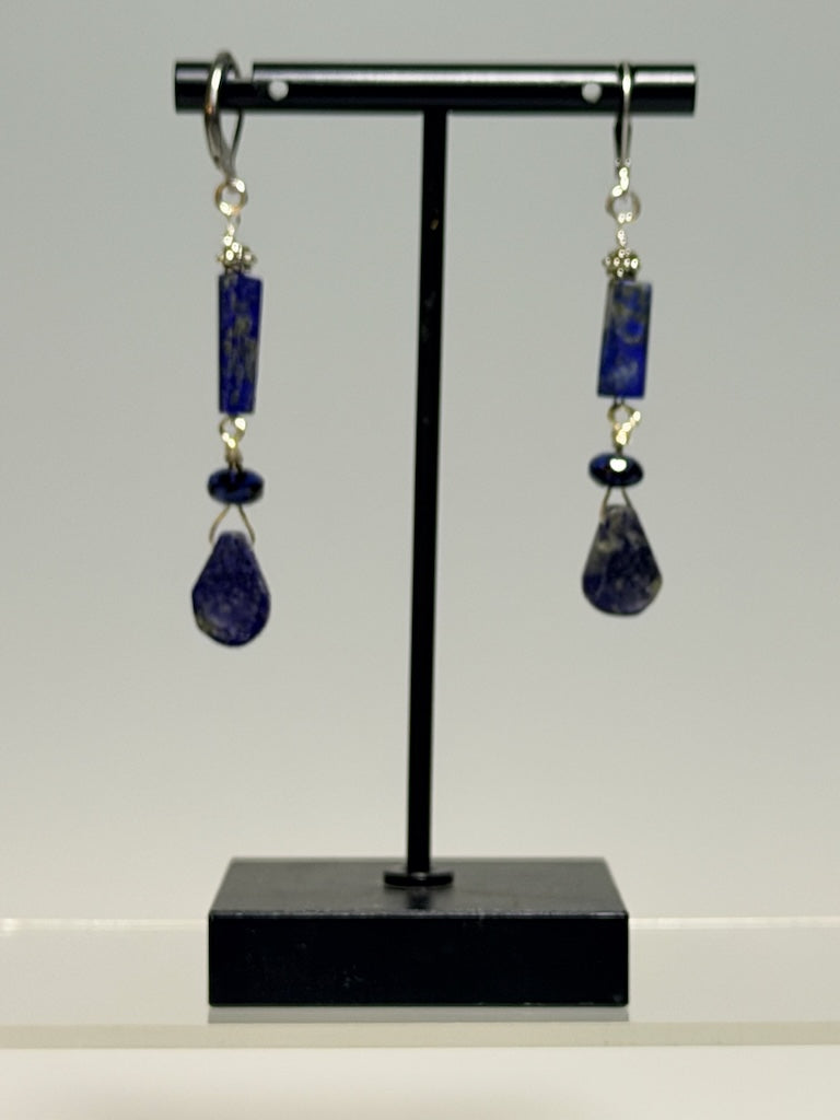 LAPIS AND SILVER DROP EARRINGS LCE2042