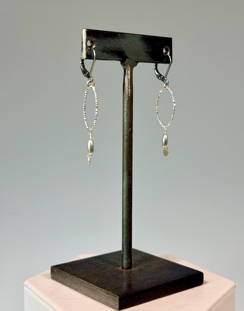 STERLING SILVER DROP EARRINGS WITH STAINLESS STEEL CLOSED WIRES LCE2094