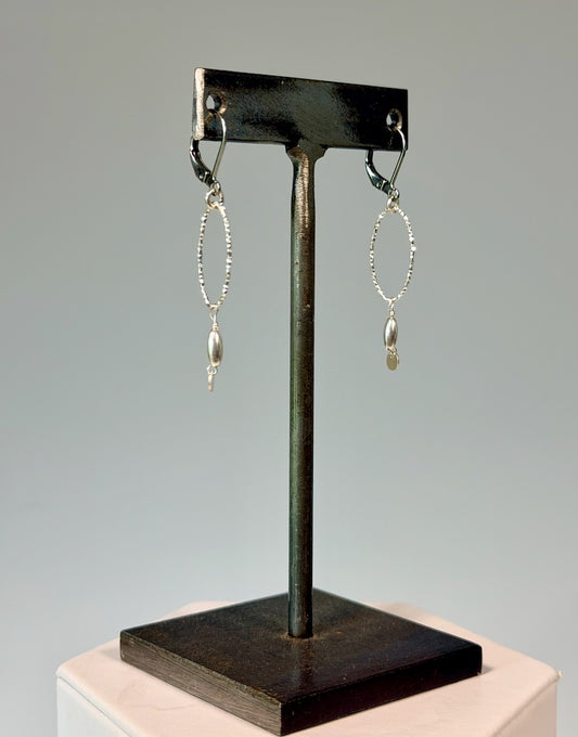 STERLING SILVER DROP EARRINGS WITH STAINLESS STEEL CLOSED WIRES LCE2094