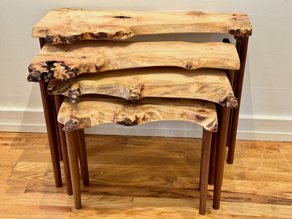 MAPLE BURL NESTING TABLES - SET OF 4