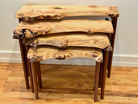 MAPLE BURL NESTING TABLES - SET OF 4