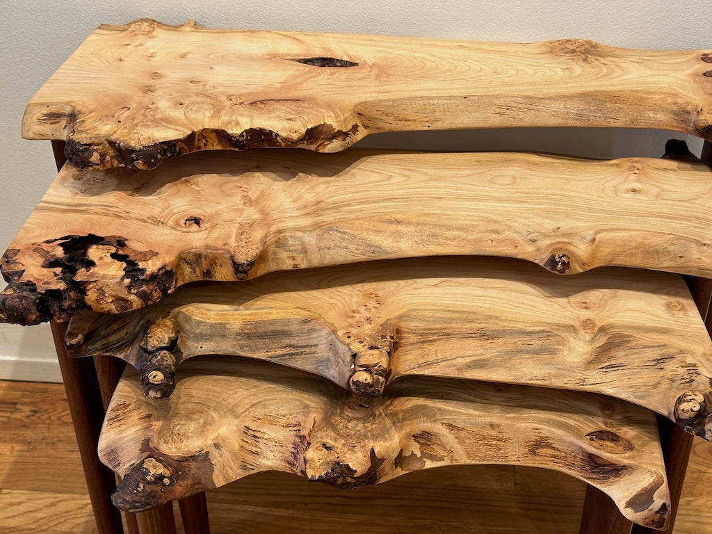 MAPLE BURL NESTING TABLES - SET OF 4