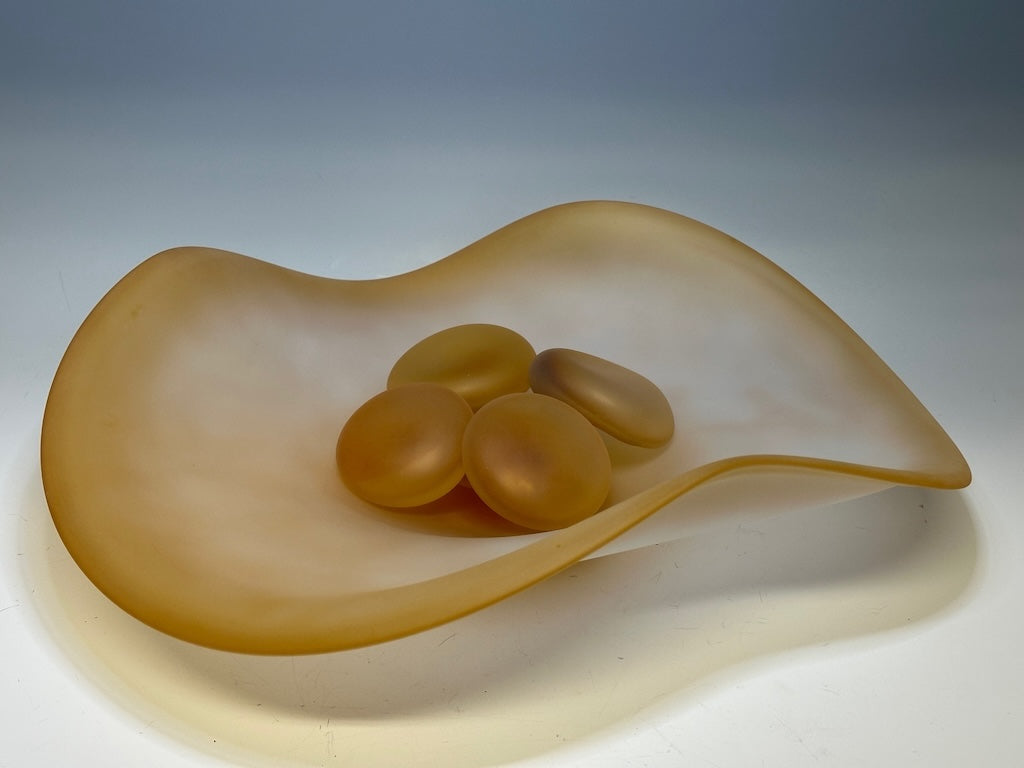 RIVER ROCK SERIES AMBER FREE FORM GLASS BOWL SMALL
