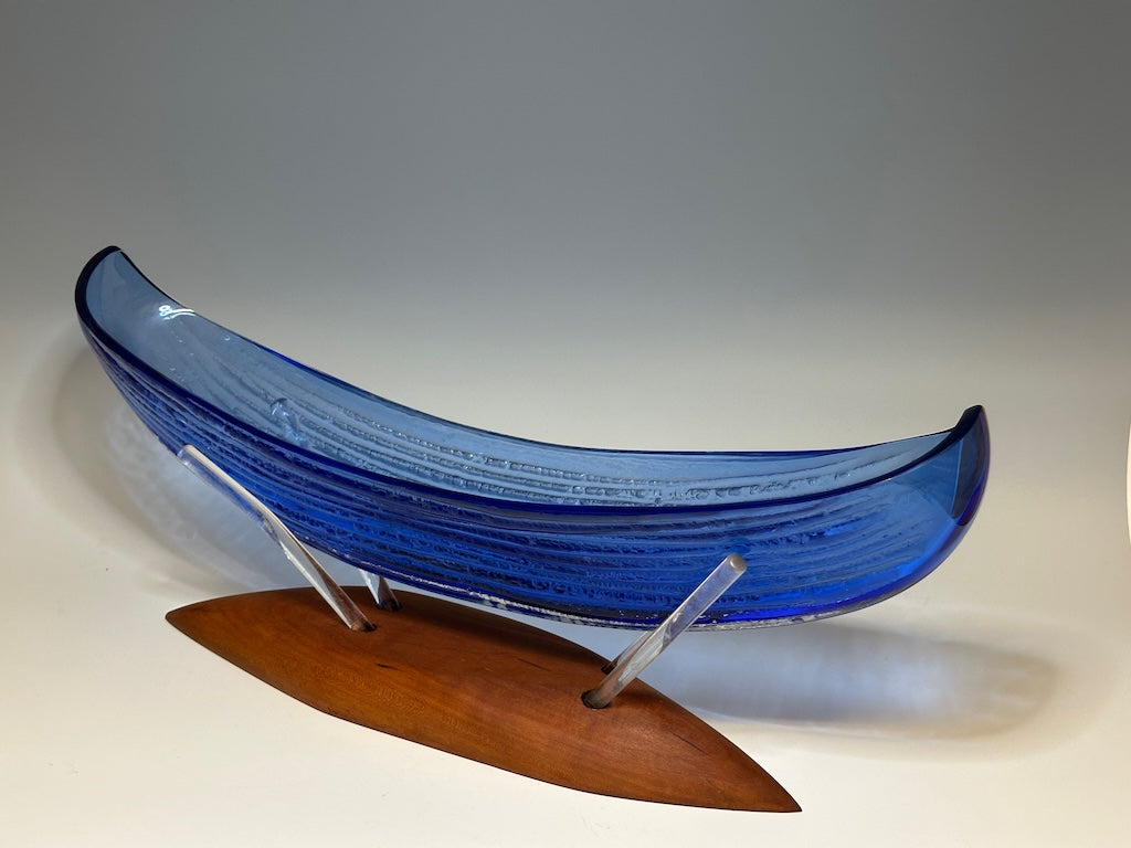 BLUE BOAT GLASS BOWL SCULPTURE