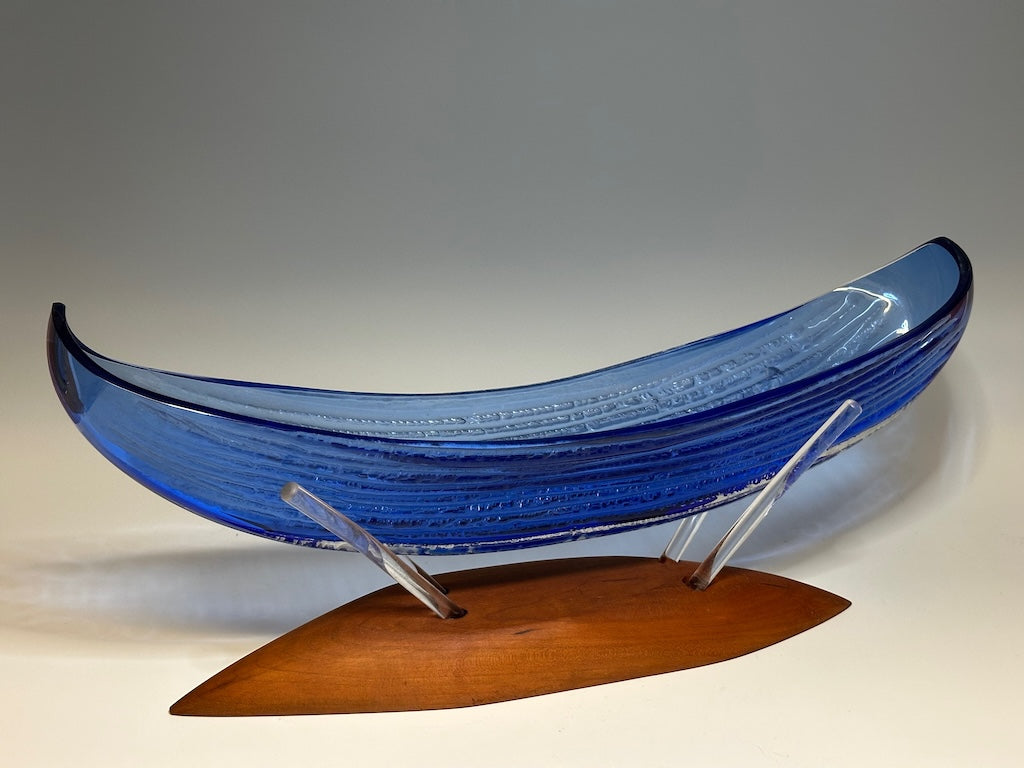 BLUE BOAT GLASS BOWL SCULPTURE