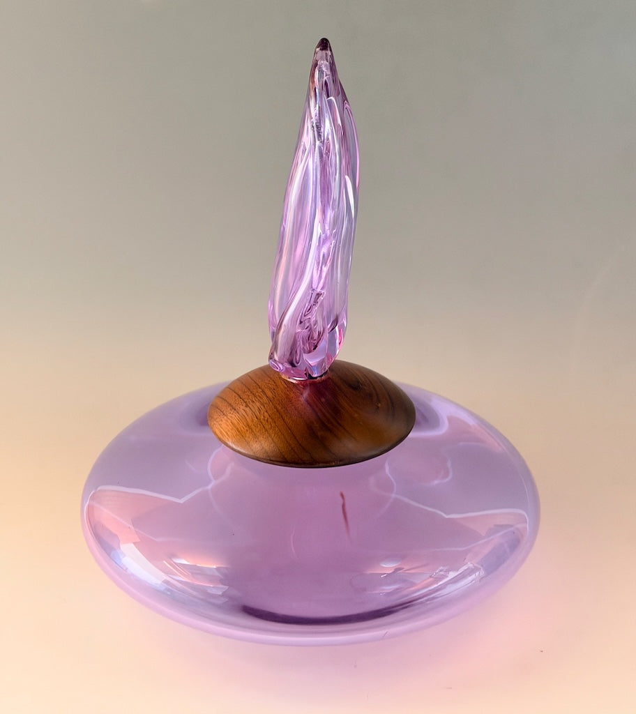"THE FLAME OF WONDER" PURPLE BLOWN GLASS LIDDED VESSEL