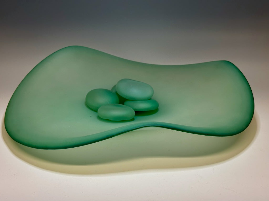 River Rocks Glass River Rock Series - Green Free Flow Glass Bowl with Glass River Rocks ...