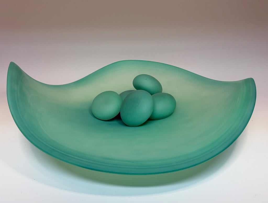RIVER ROCK SERIES TURQUOISE FREE FORM GLASS BOWL SMALL