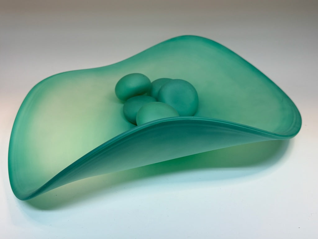 RIVER ROCK SERIES TURQUOISE FREE FORM GLASS BOWL SMALL
