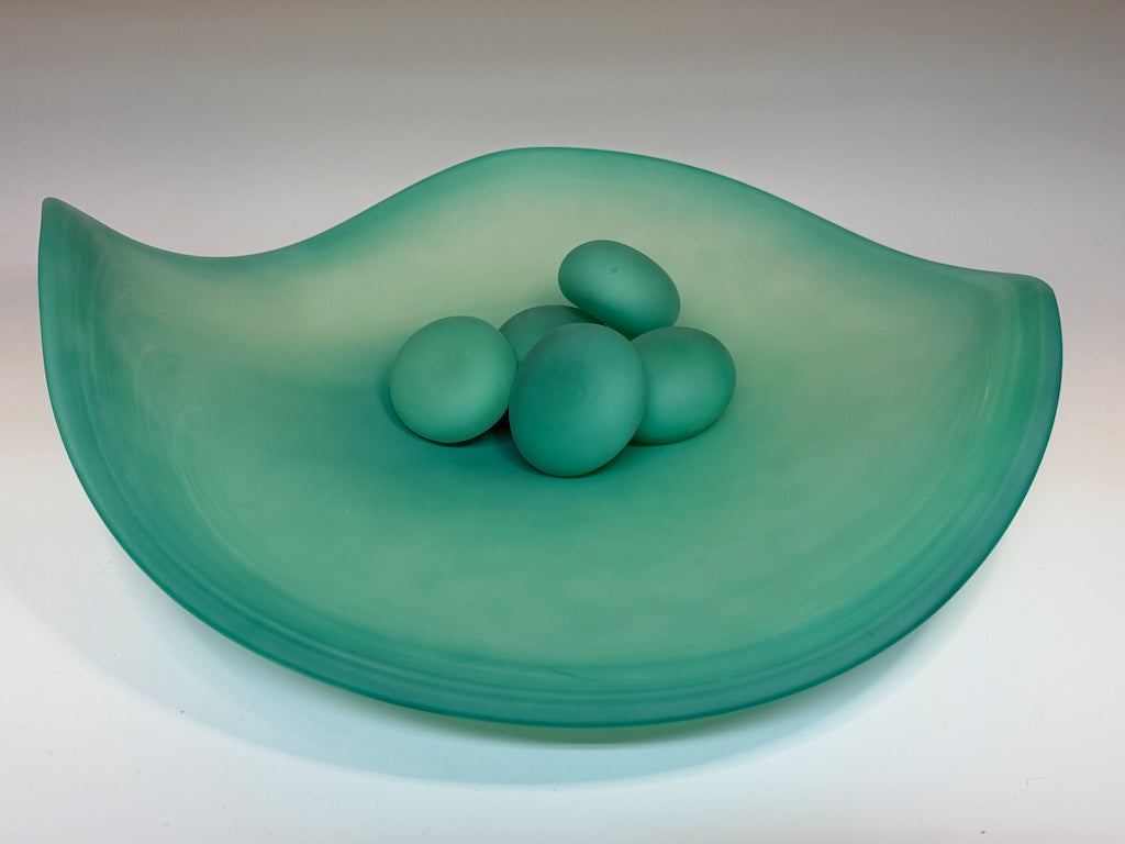 RIVER ROCK SERIES TURQUOISE FREE FORM GLASS BOWL SMALL