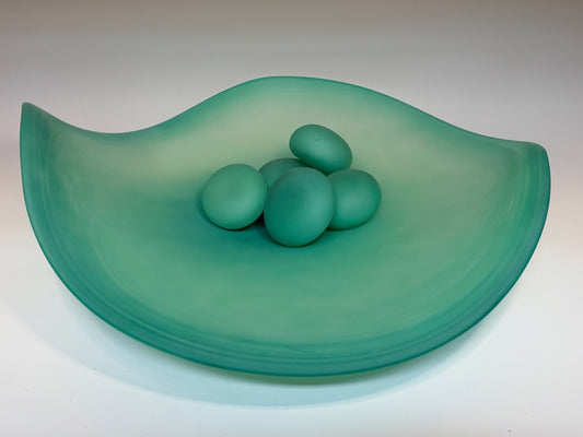RIVER ROCK SERIES TURQUOISE FREE FORM GLASS BOWL SMALL