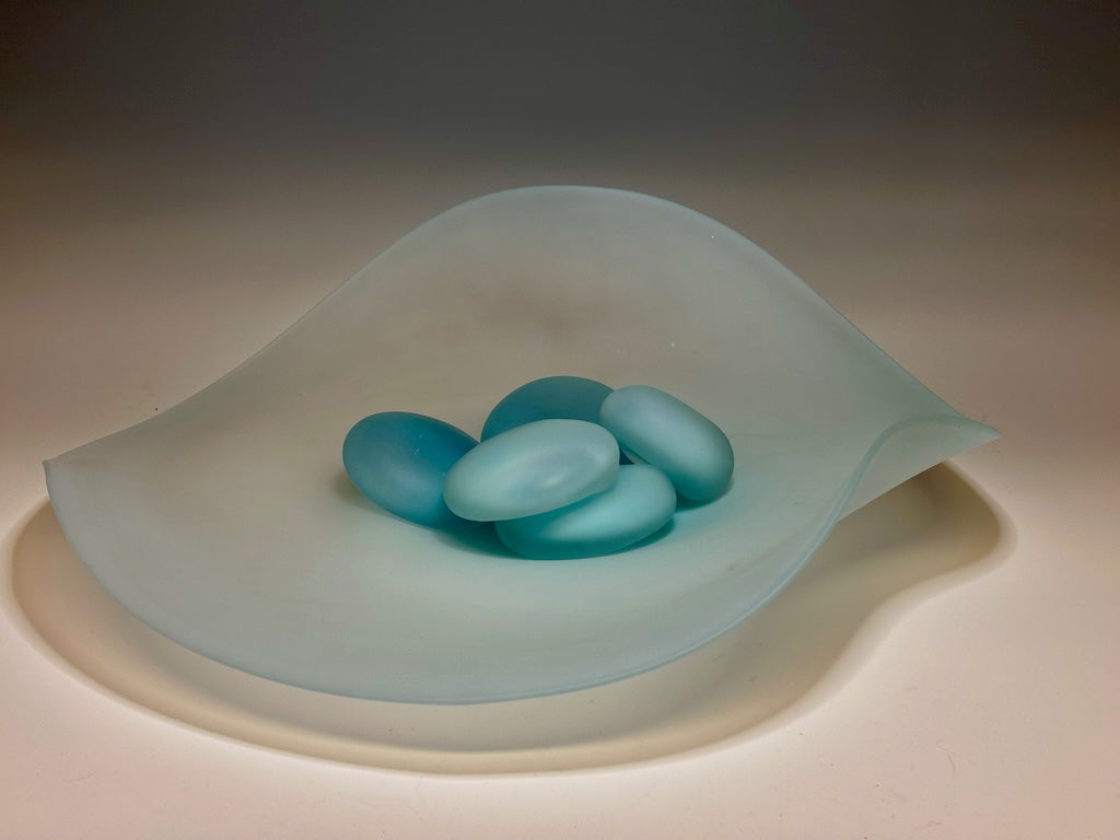 RIVER ROCK SERIES BLUE FREE FORM GLASS BOWL SMALL