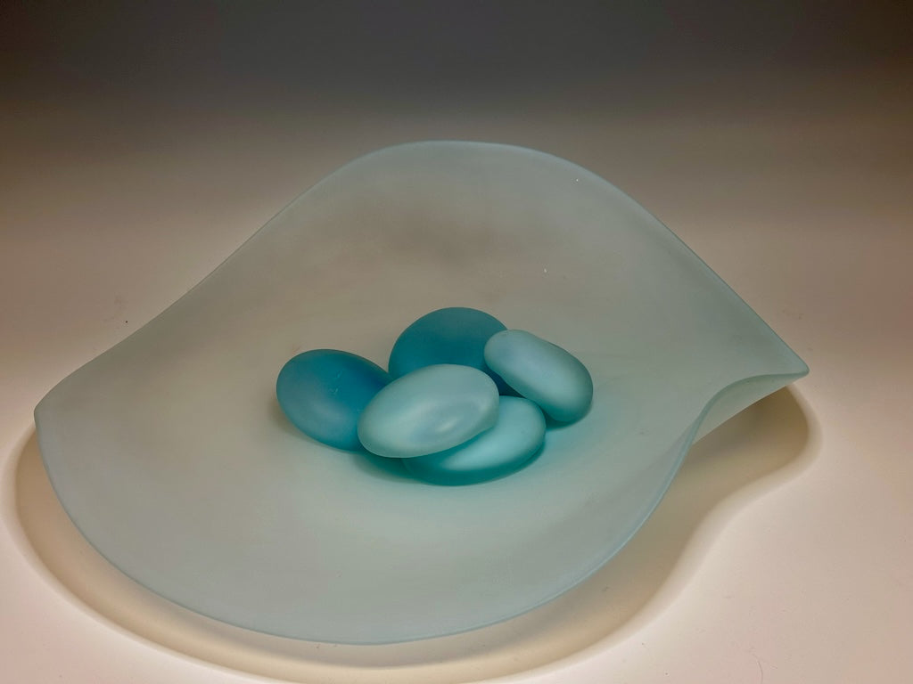 RIVER ROCK SERIES BLUE FREE FORM GLASS BOWL SMALL