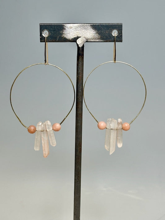 "DOLLY" EARRINGS WITH ROSE QUARTZ LJH111